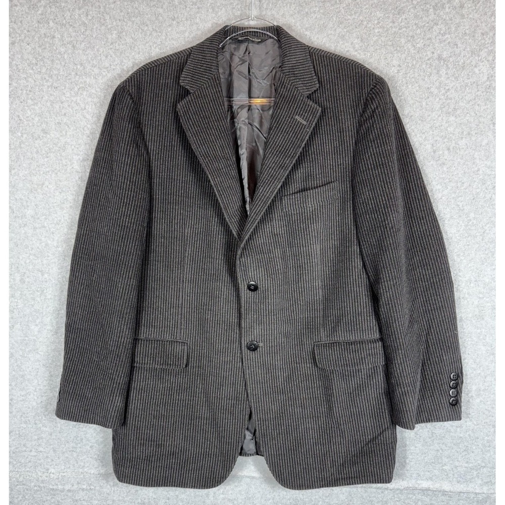 Samuelsohn Blazer Mens 42 Regular Gray Pinstripe Wool Suit Jacket Made Canada